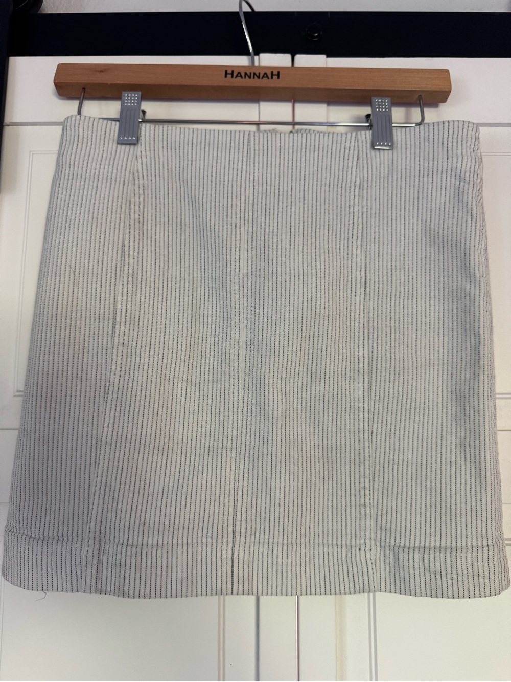 Free People Modern Femme Pinstripe Mini Skirt Size 4 White Black Stretch